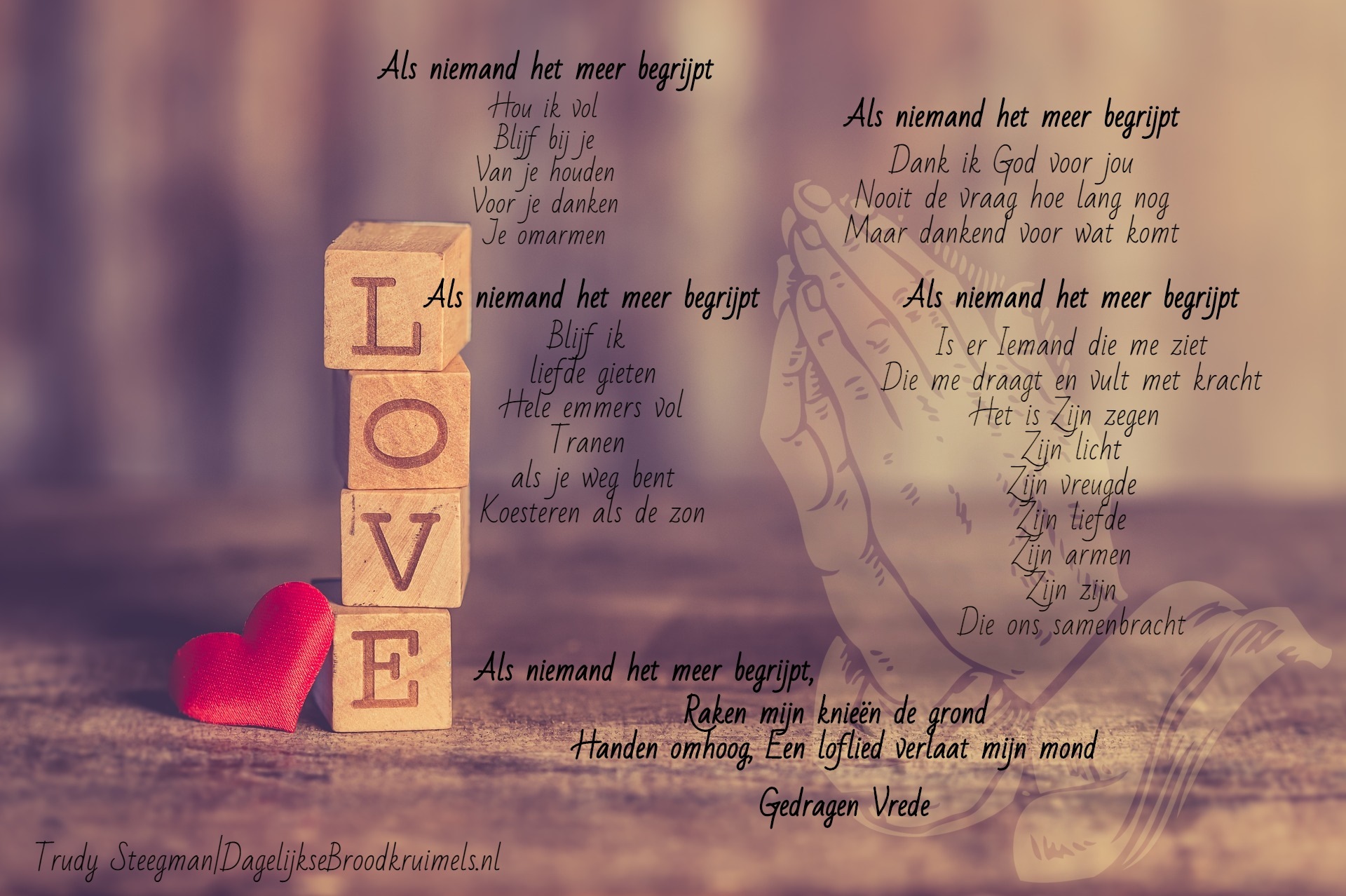 Mantelzorg gedicht Trudy Steegman