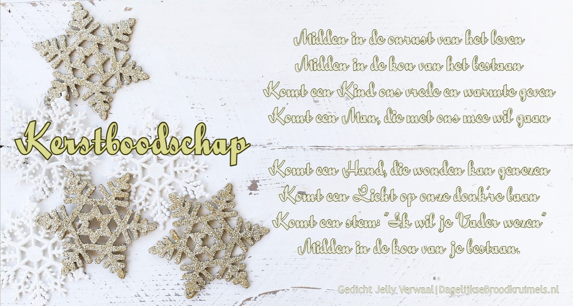 Gedicht Kerstboodschap Jelly Verwaal